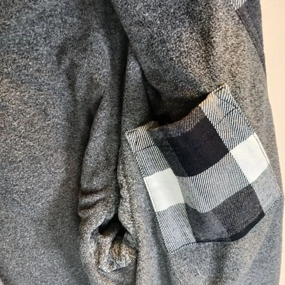DULUTH TRADING CO Plaid Shacket Fleece Lined Heavy Workwear Black White Men's M